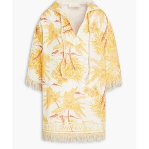 Zimmermann Cream and Gold Palm Print Dress
